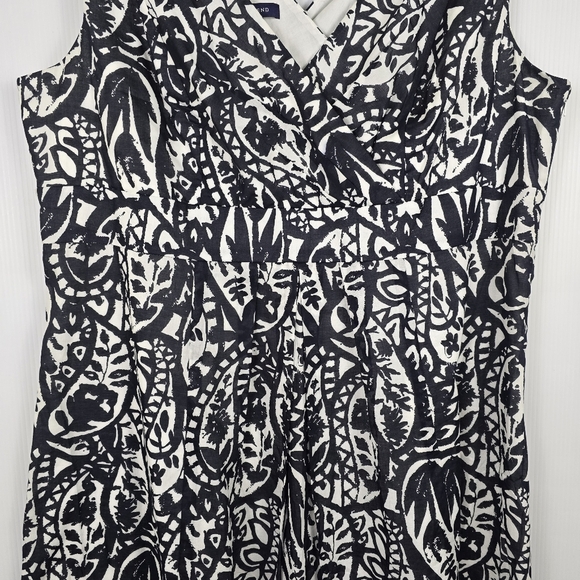 Lands' End Women's Black And White Pattern Suplice Sleeveless Dress Cotton 18 - Picture 4 of 15